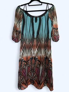 Madison Paige Lightweight Colorful Butterfly Wing Whimsy Mini Dress S